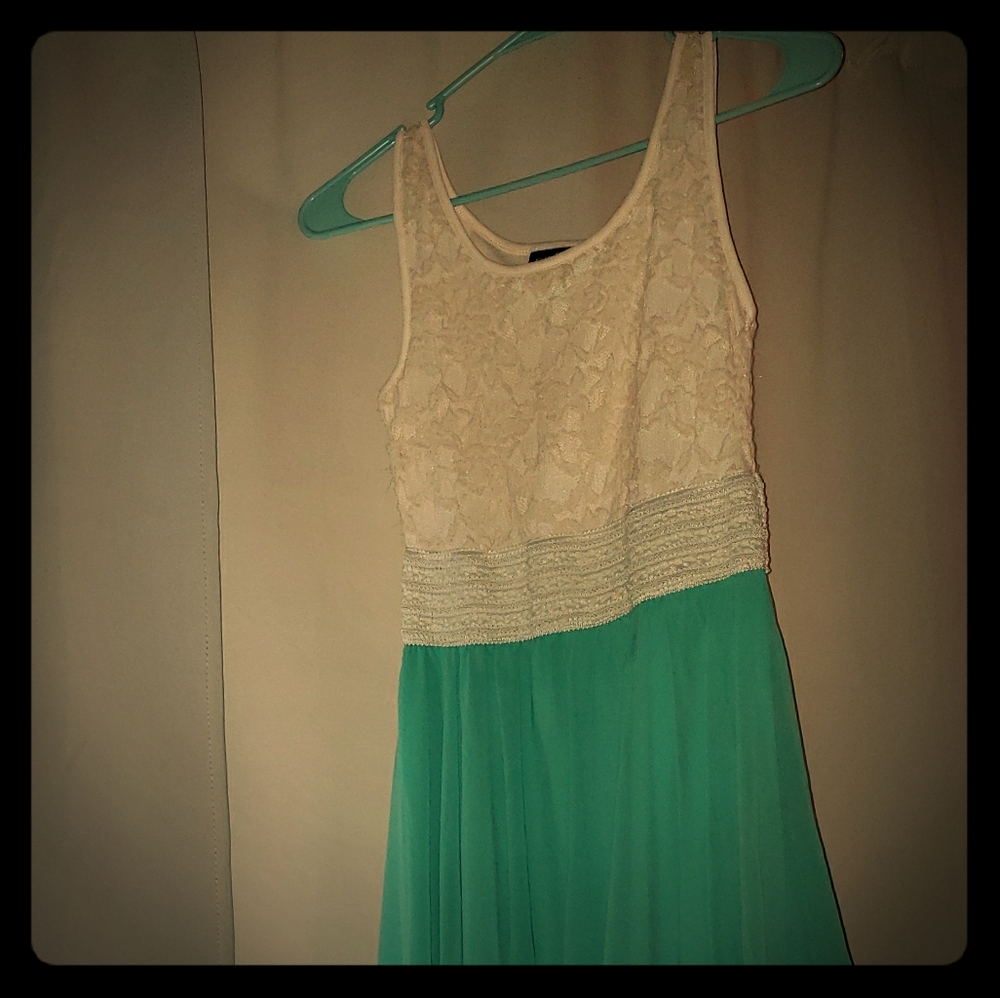 Beautiful mint and ivory semi formal dress
